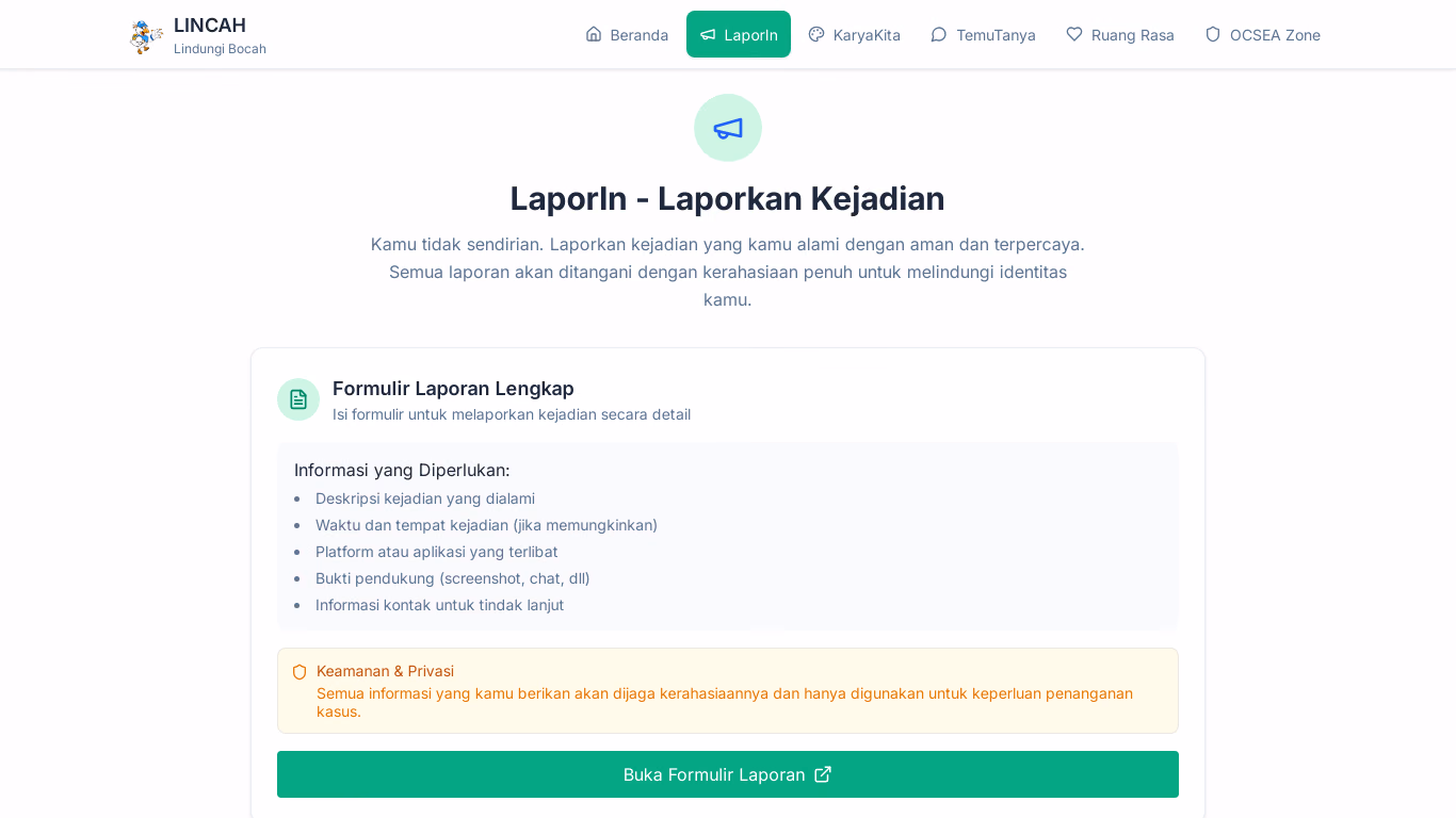 LINCAH - Lindungi Bocah screenshot 2