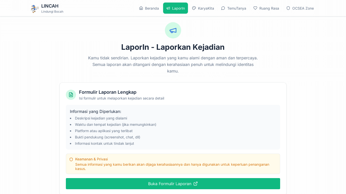 LINCAH - Lindungi Bocah screenshot 2